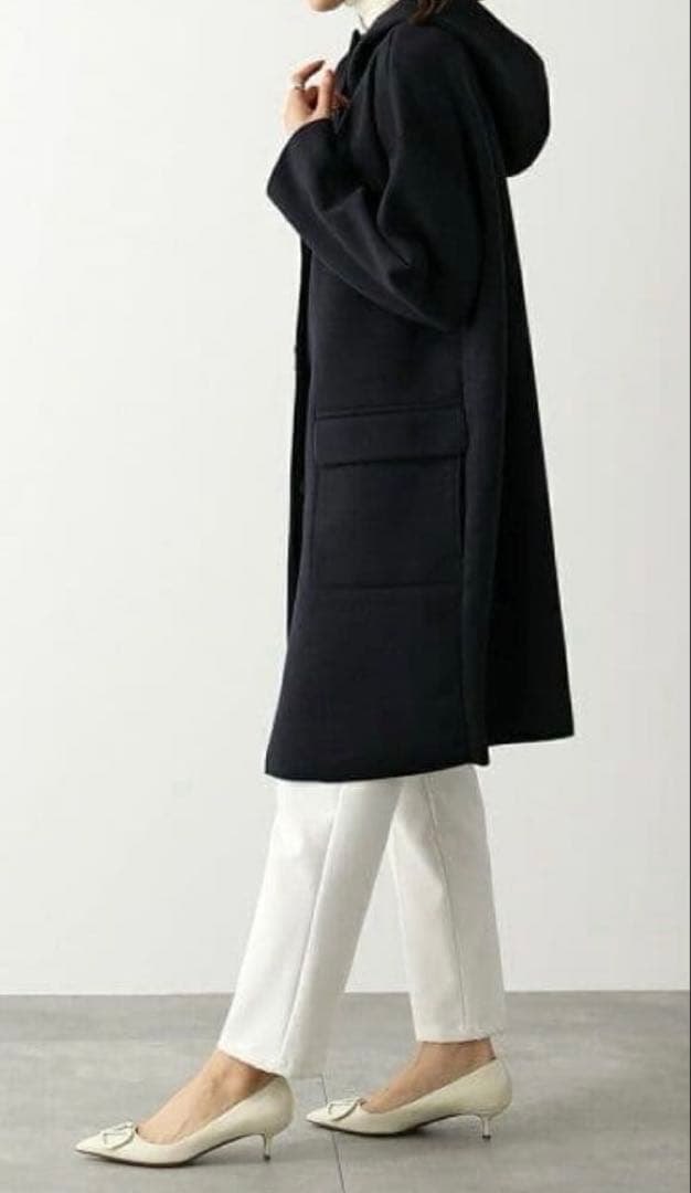 S Max Mara ビジューボタンボンディングフーデッドコート