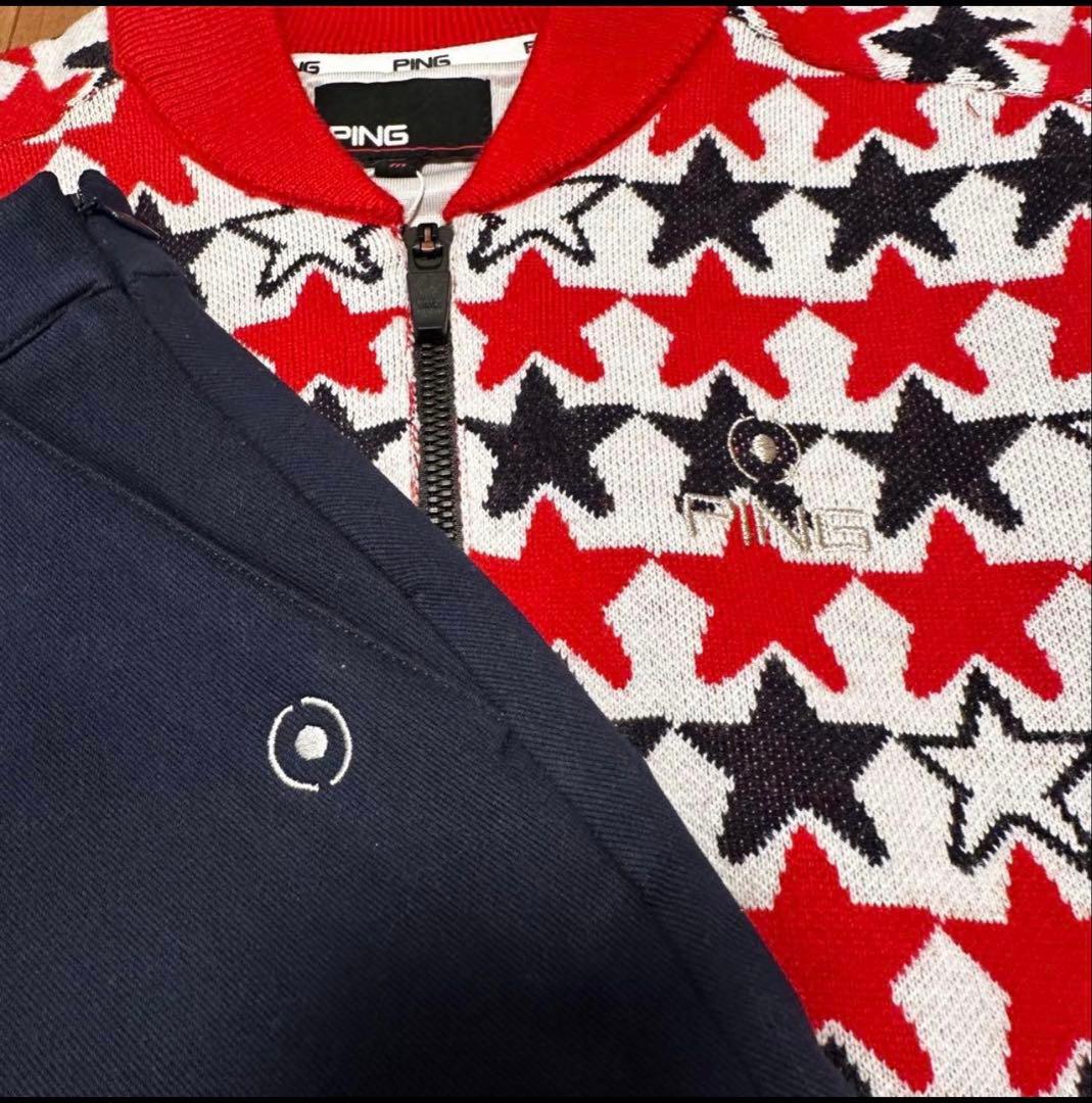 裏地付き　保温防風　ニット　アウター　スカート　セットアップ　秋冬　真冬ゴルフ