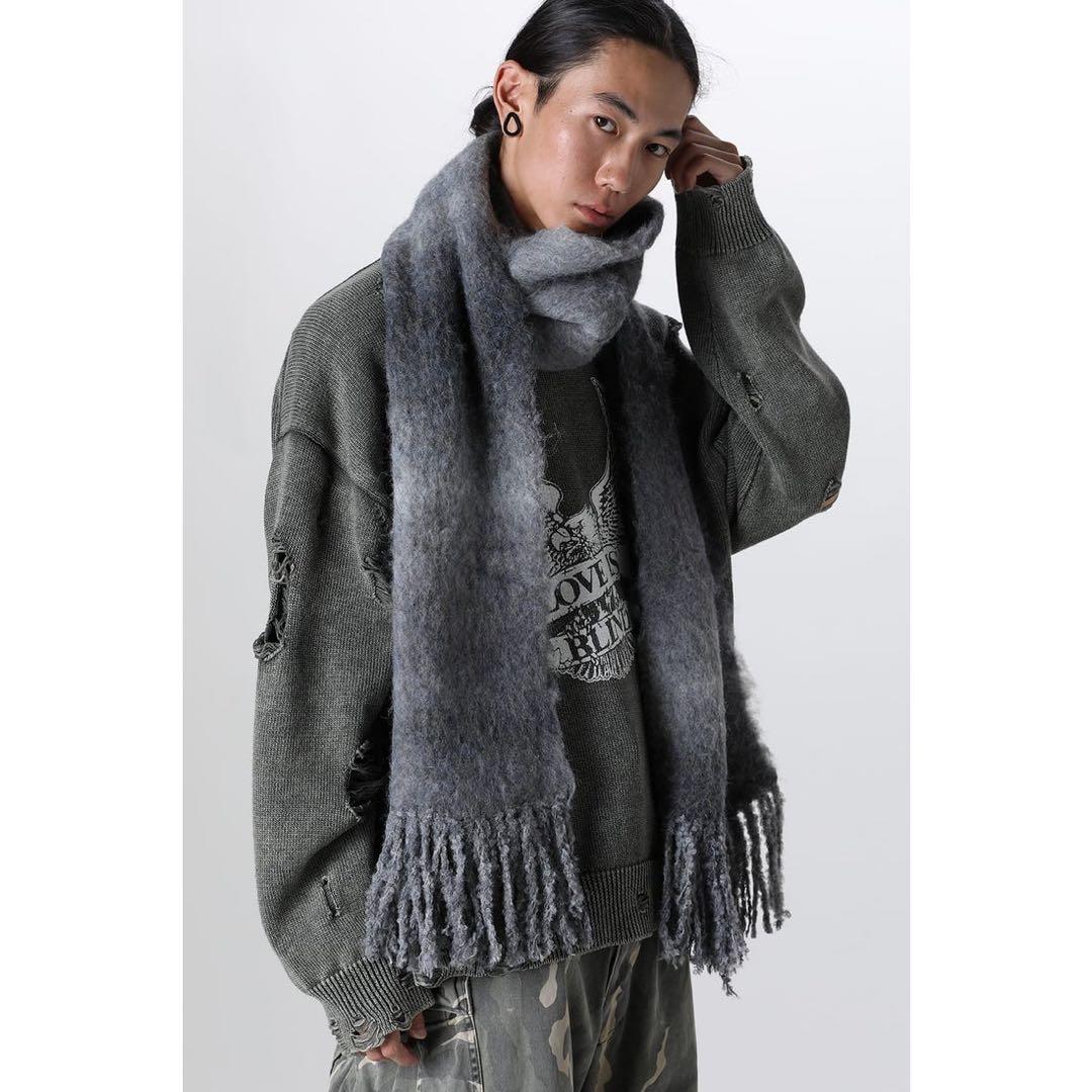 KAMIYA Dyeing Mufflar BLACK グラデーションマフラー