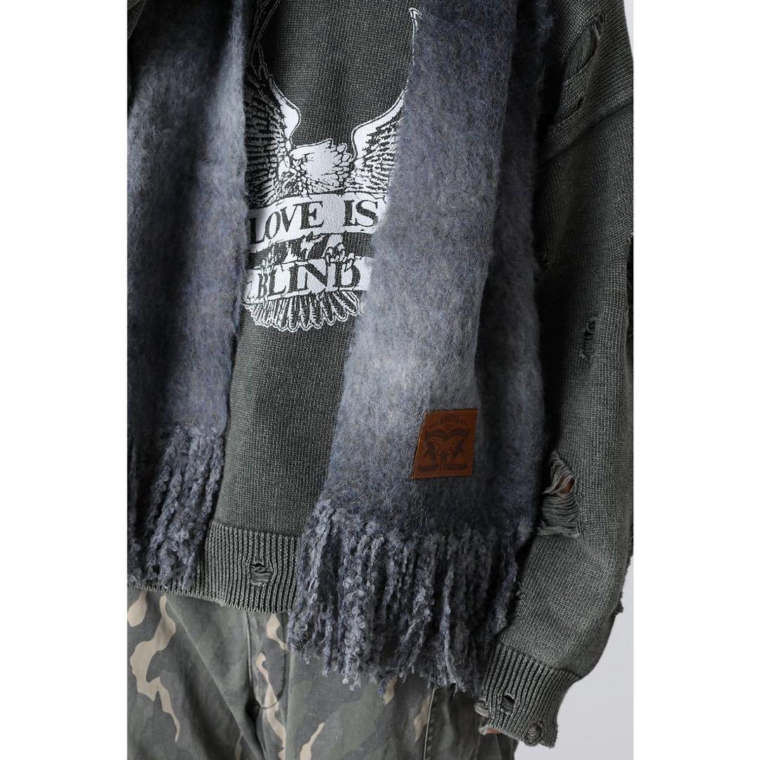 KAMIYA Dyeing Mufflar BLACK グラデーションマフラー