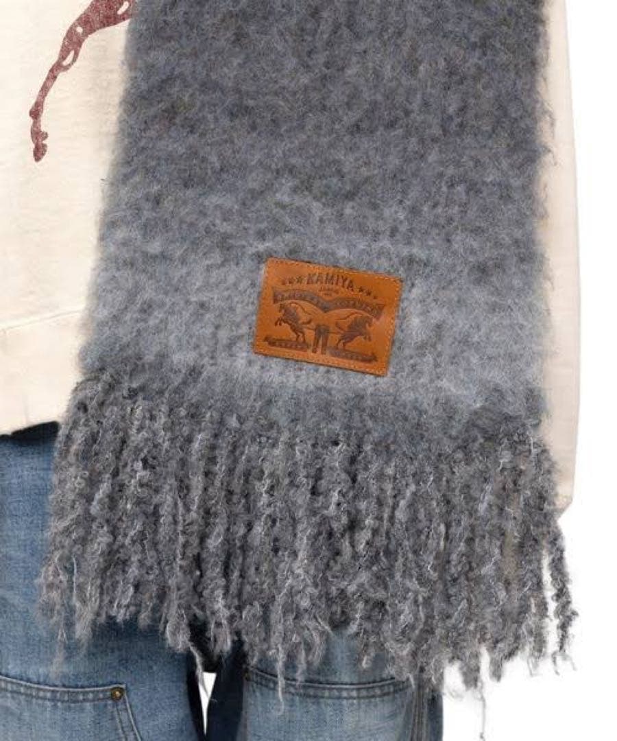 KAMIYA Dyeing Mufflar BLACK グラデーションマフラー