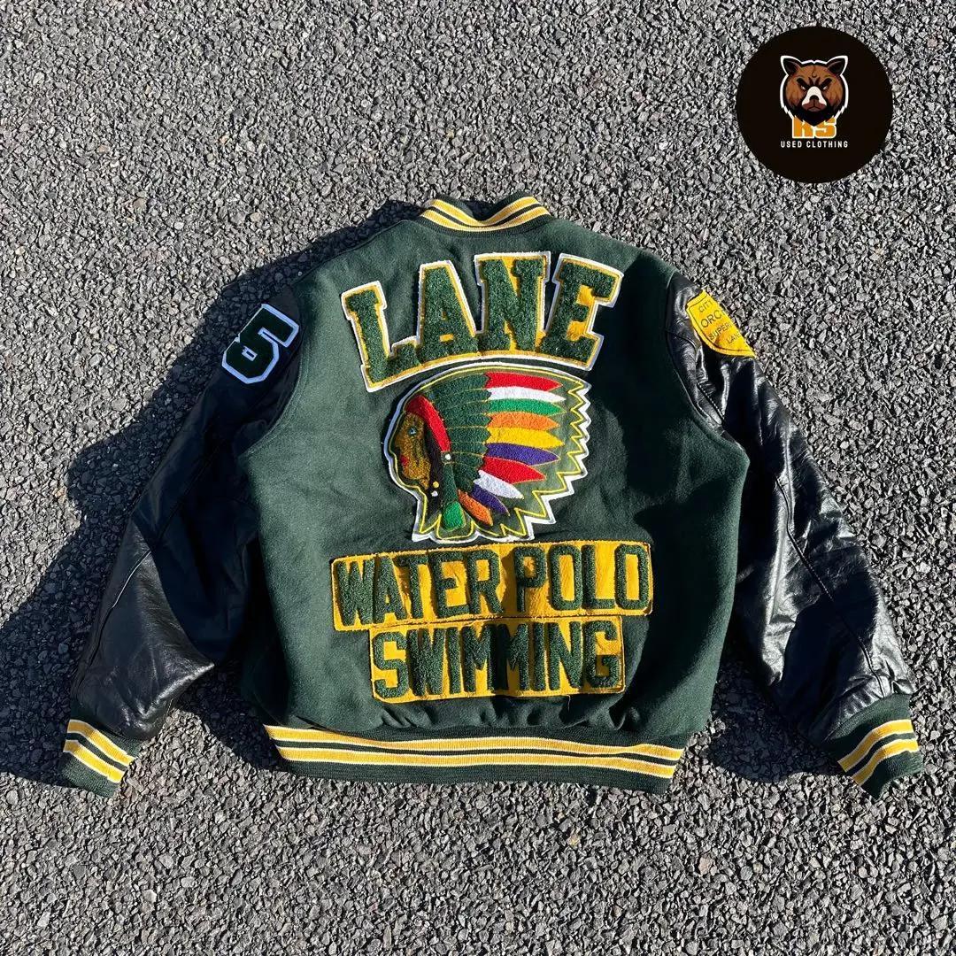 HOLLOWAY ヴィンテージ古着　稀少　L 緑黒　刺繍　入手困難　スタジャン