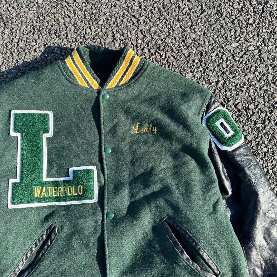 HOLLOWAY ヴィンテージ古着　稀少　L 緑黒　刺繍　入手困難　スタジャン