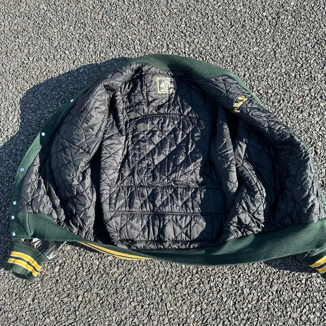 HOLLOWAY ヴィンテージ古着　稀少　L 緑黒　刺繍　入手困難　スタジャン