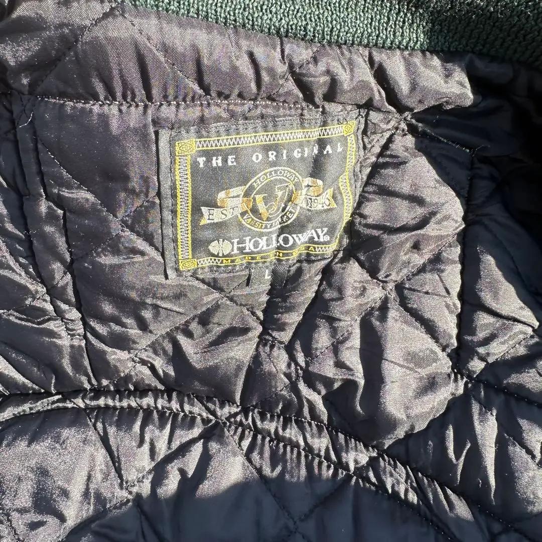 HOLLOWAY ヴィンテージ古着　稀少　L 緑黒　刺繍　入手困難　スタジャン