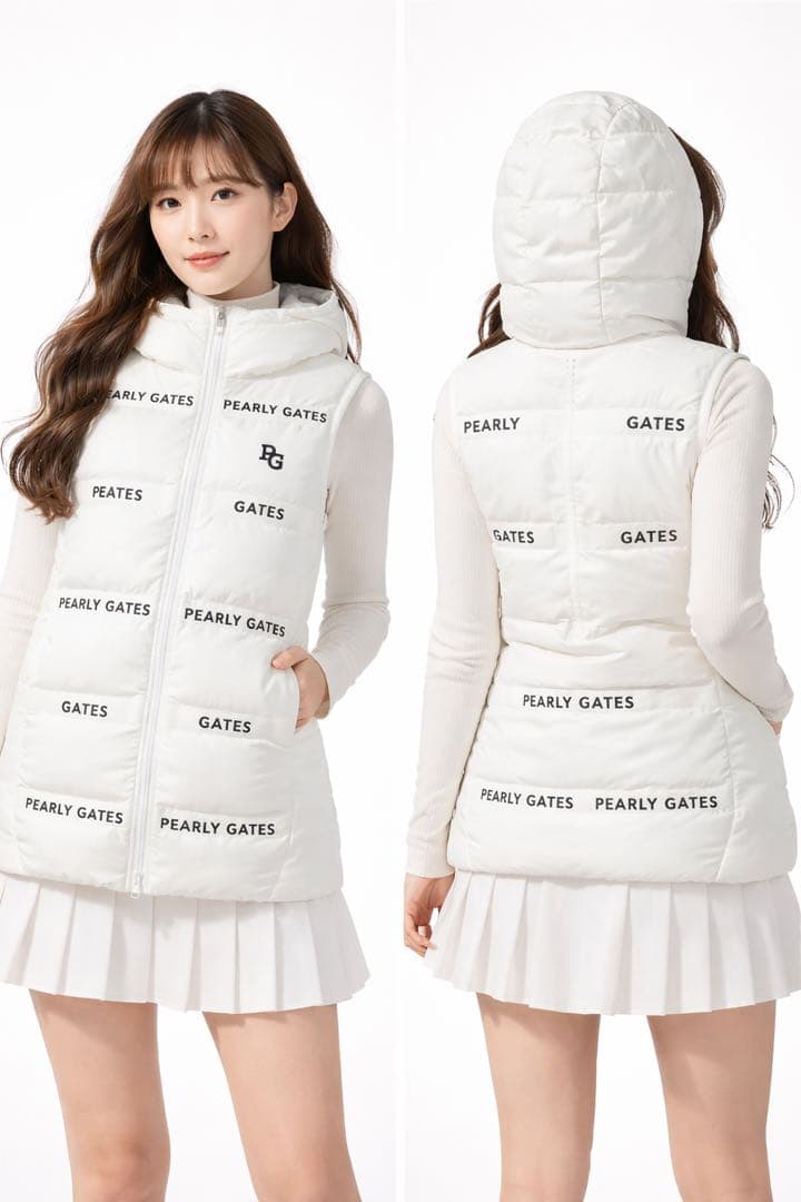 mai　 PEARLY GATES フード付きダウンベスト　０サイズ