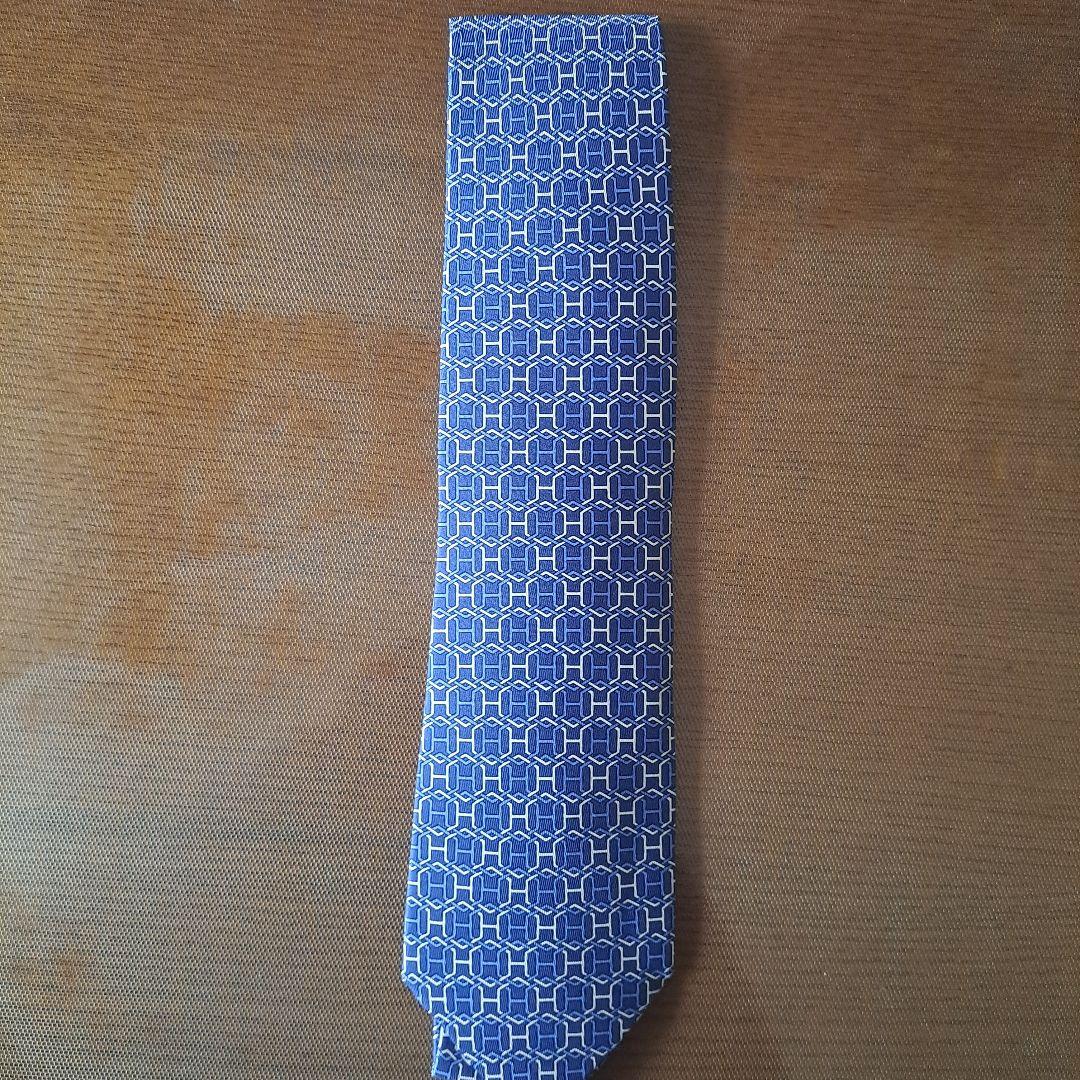 HERMES シルクネクタイ ネイビー 7569SA