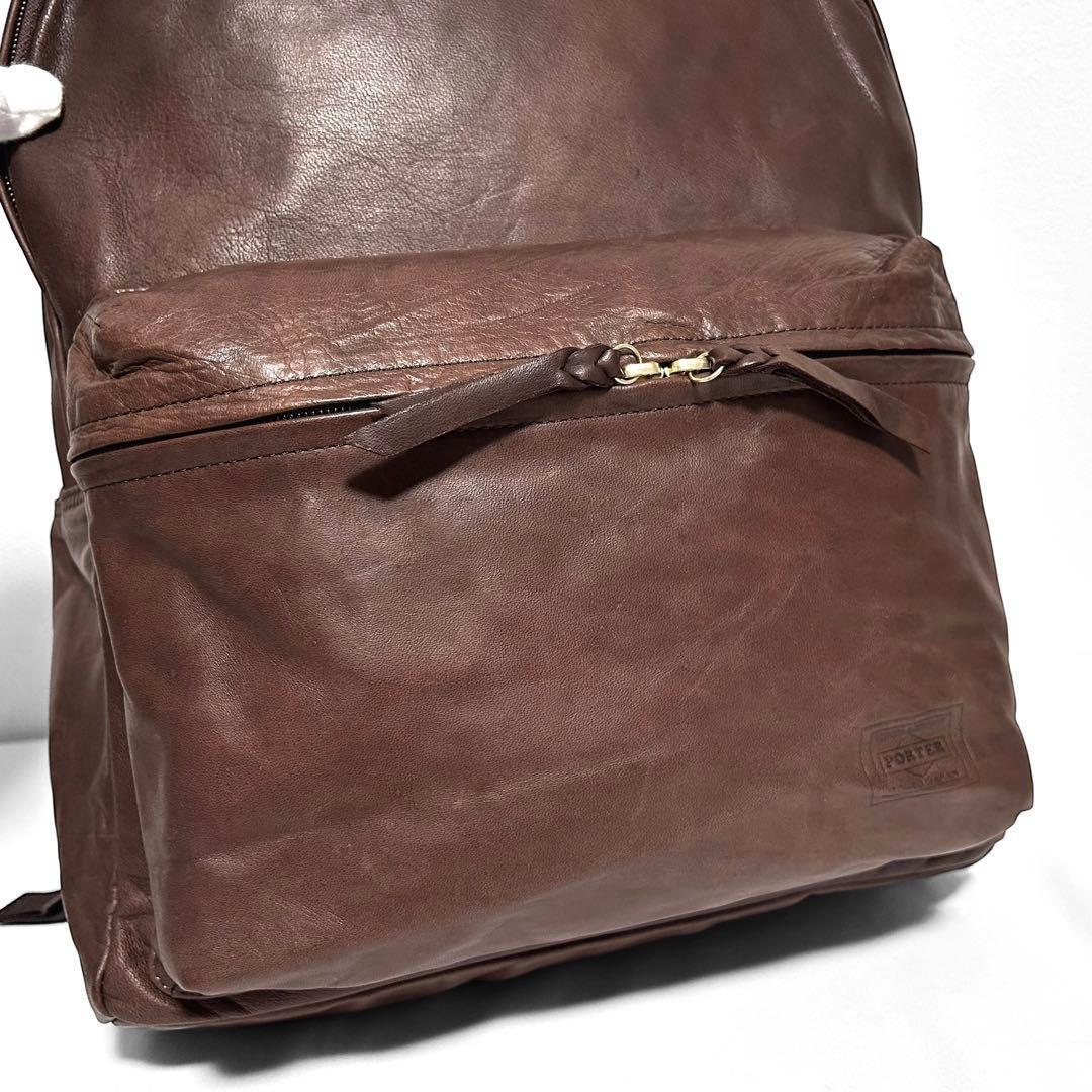 絶販品 美品 PORTER ポーター リュック フランク L ブラウン
