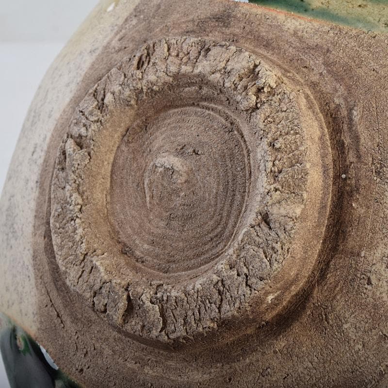 メル45012 　茶道具　古瀬戸　織部焼　沓茶碗　時代箱付　C　R9114