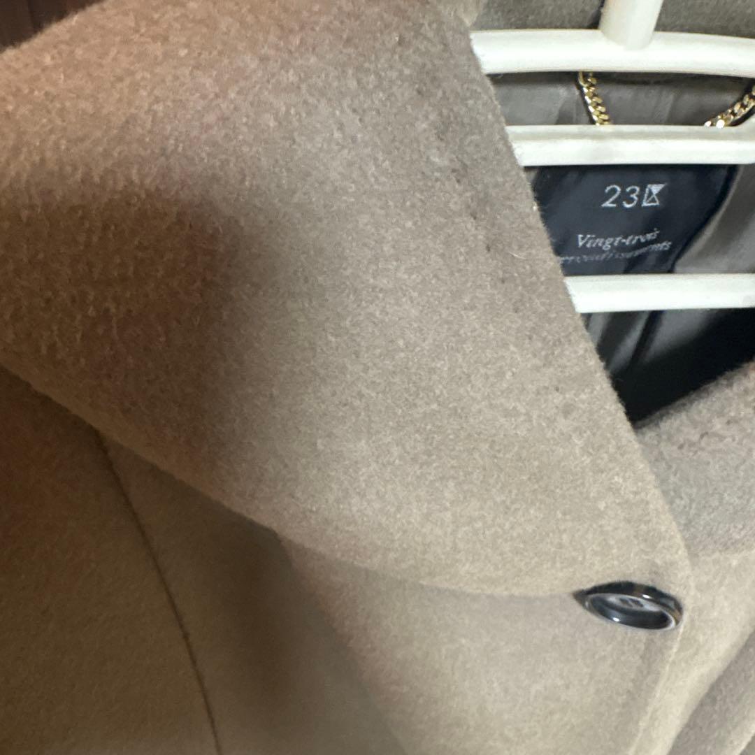 美品23区定番　カシミヤ混フード付コート　サイズ40