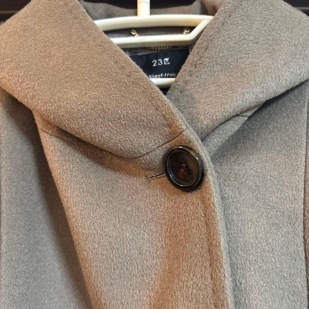 美品23区定番　カシミヤ混フード付コート　サイズ40