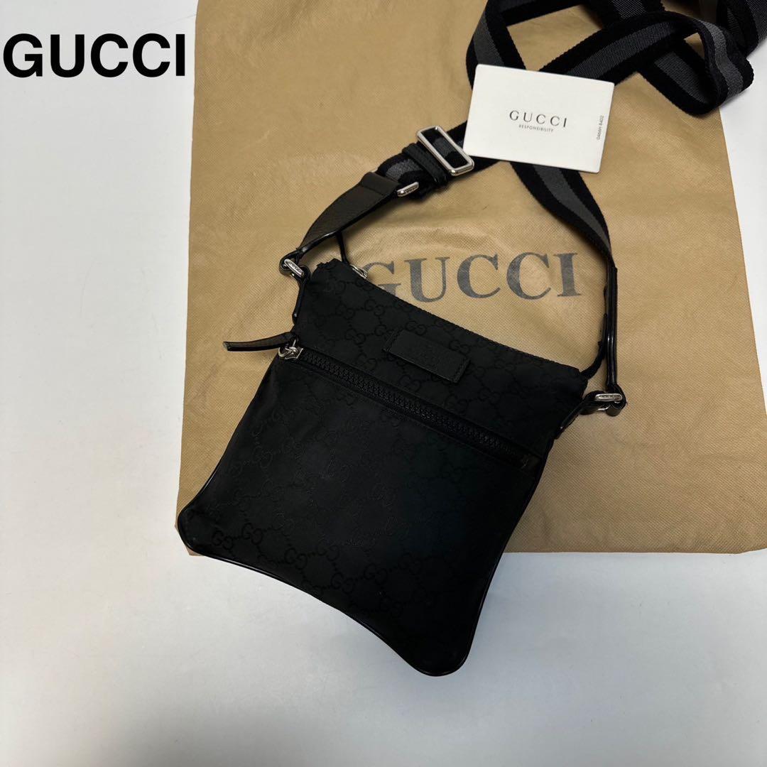 専用l63【美品】グッチ　GGナイロン　レザー　シェリーラインショルダーバッグ.