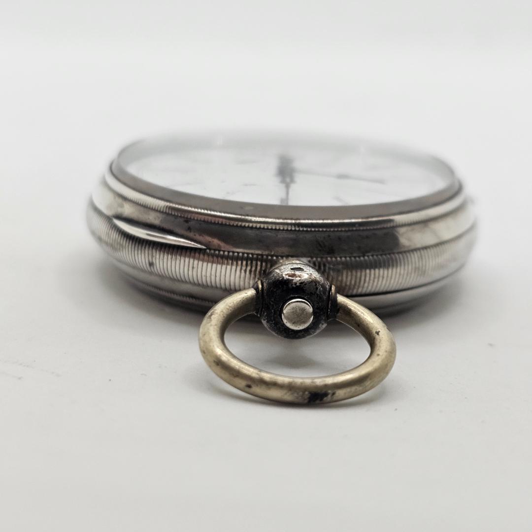 希少 スイス製 銀無垢 鍵巻き 懐中時計 裏スケルトン ホールマーク有