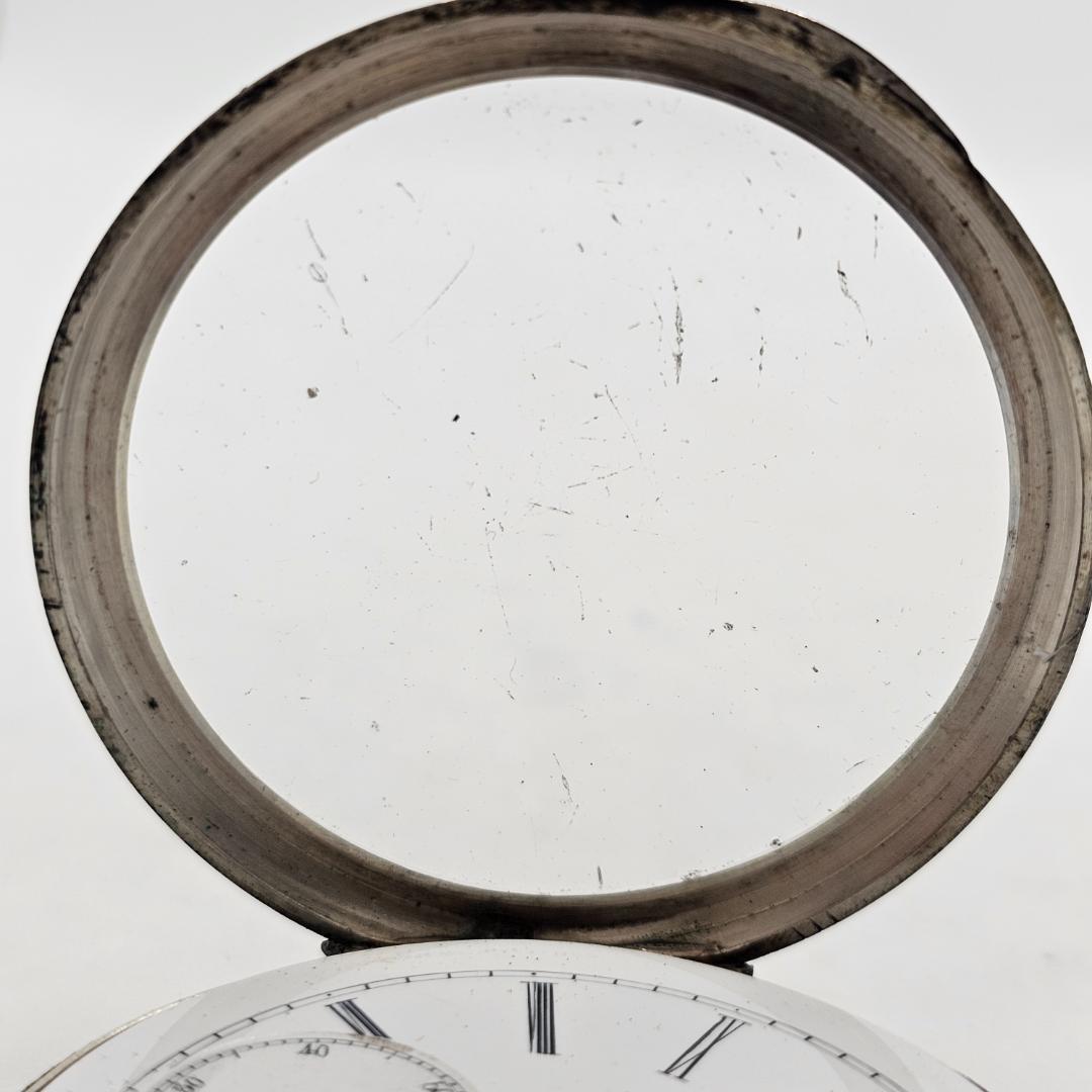 希少 スイス製 銀無垢 鍵巻き 懐中時計 裏スケルトン ホールマーク有