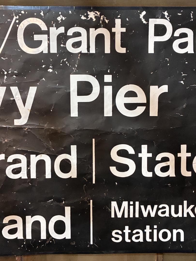 ◆Vintage◆バスロールサイン132×77.5cm シカゴ　CATバス路線