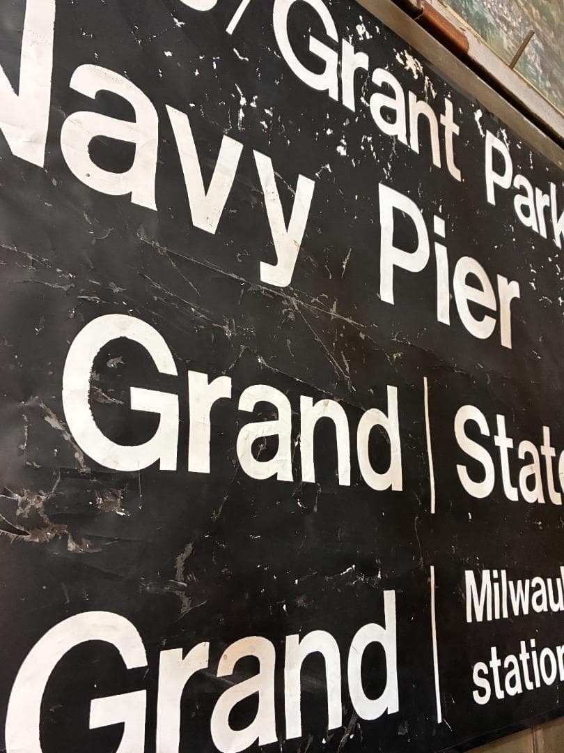 ◆Vintage◆バスロールサイン132×77.5cm シカゴ　CATバス路線