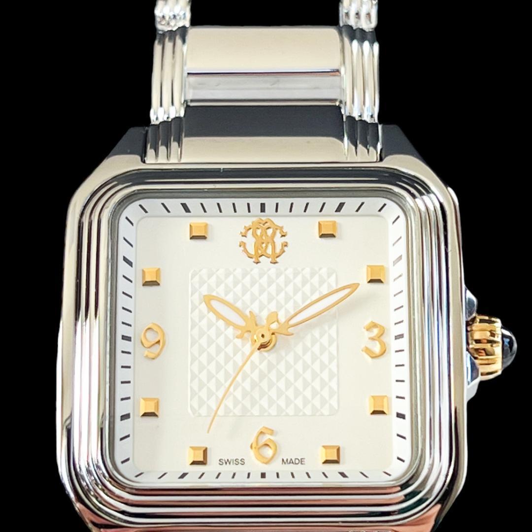 ✨エレガント❣️レディース腕時計 白シルバー スクエア ロベルトカバリ