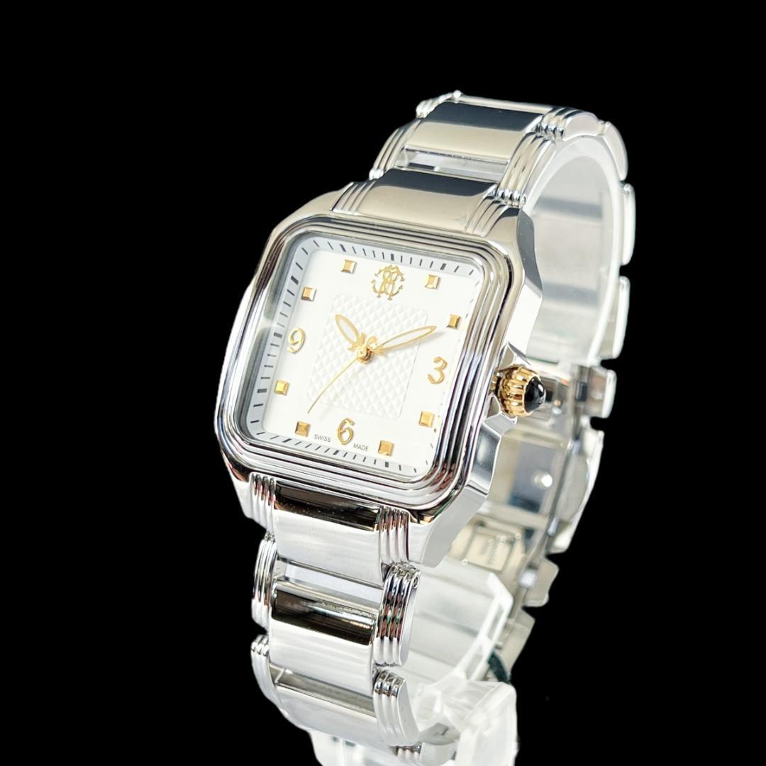 ✨エレガント❣️レディース腕時計 白シルバー スクエア ロベルトカバリ