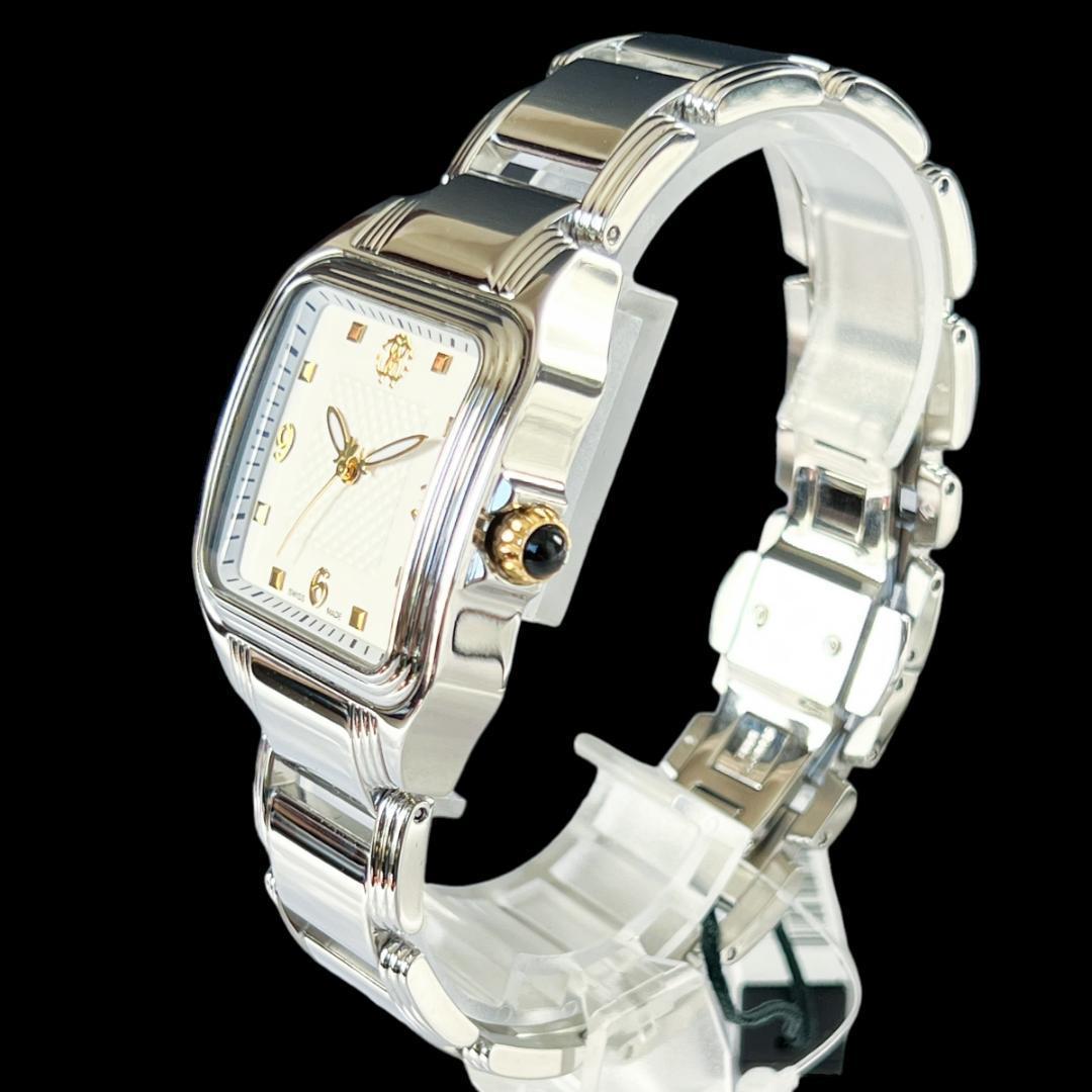 ✨エレガント❣️レディース腕時計 白シルバー スクエア ロベルトカバリ