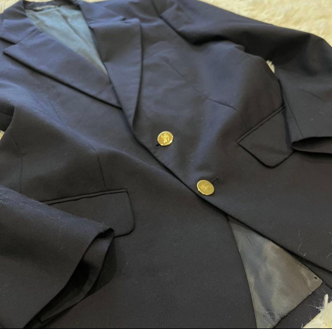 【売約済専用】Burberry 紺ブレ 刻印金ボタン テーラードジャケット濃紺