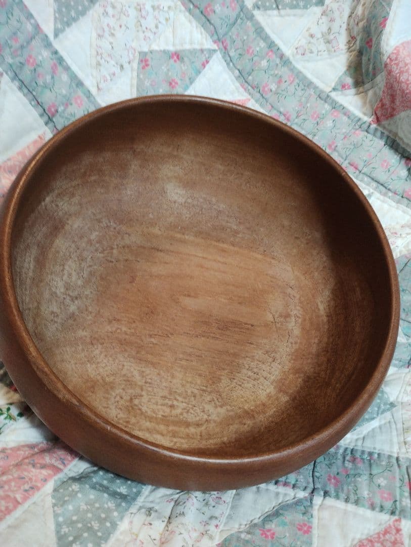 ビンテージ　北欧デンマーク　チーク　無垢材　木製サラダボウル大　円形　送料無料