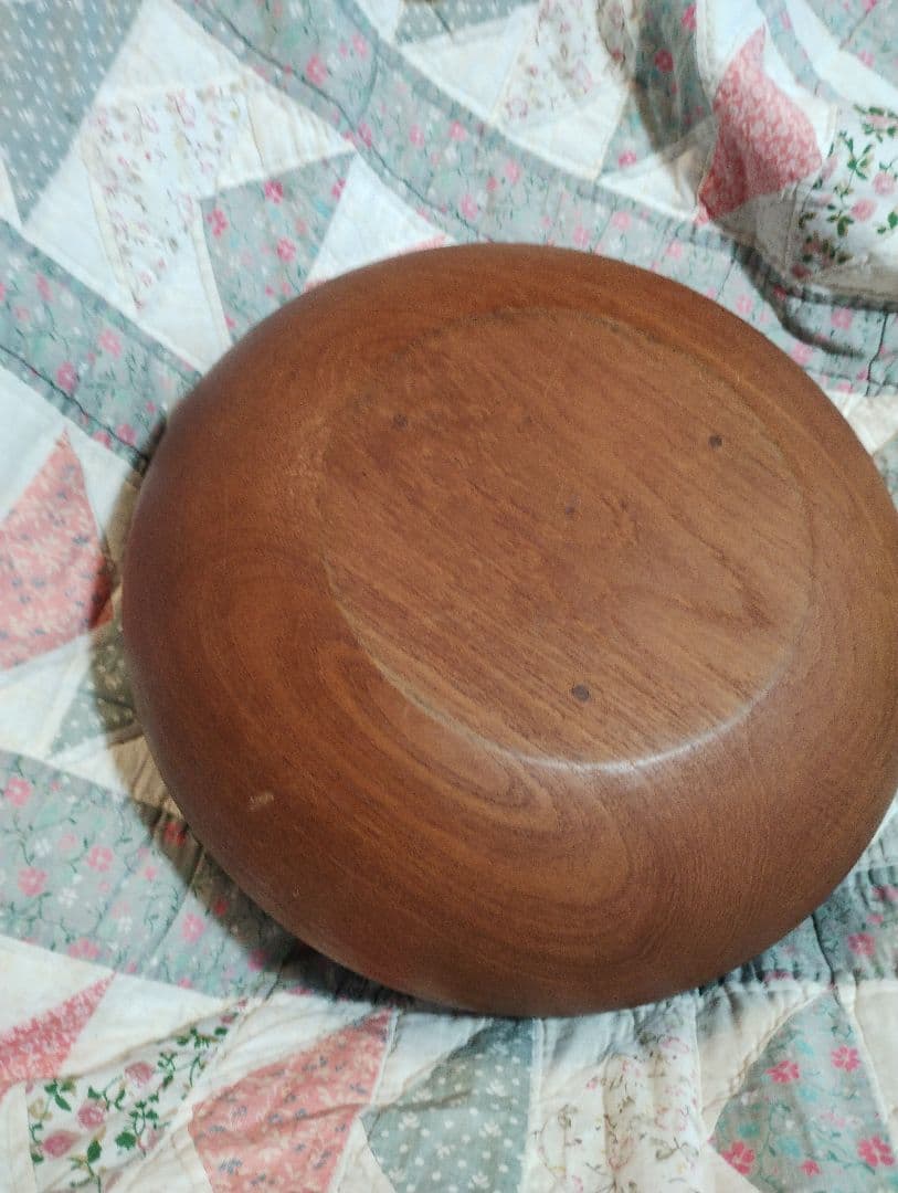 ビンテージ　北欧デンマーク　チーク　無垢材　木製サラダボウル大　円形　送料無料