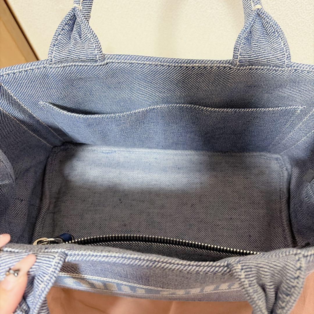 値下げ不可 miumiu ジャガードロゴデニム トートバッグ ブルー