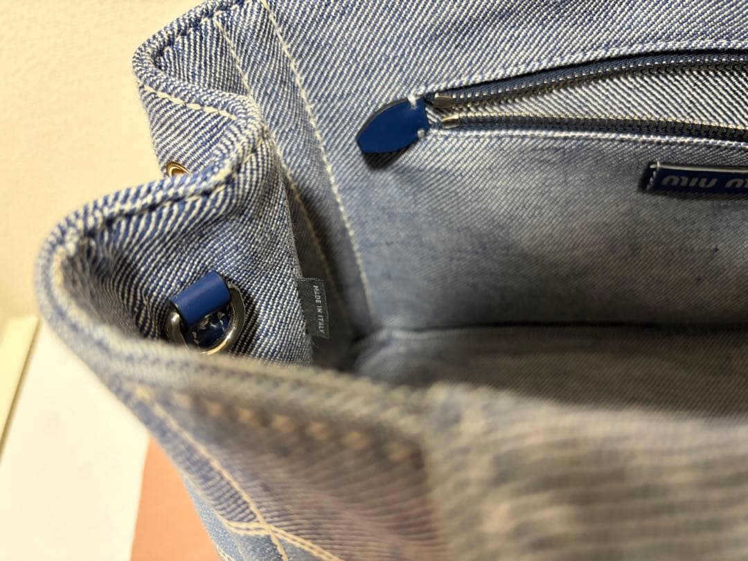 値下げ不可 miumiu ジャガードロゴデニム トートバッグ ブルー