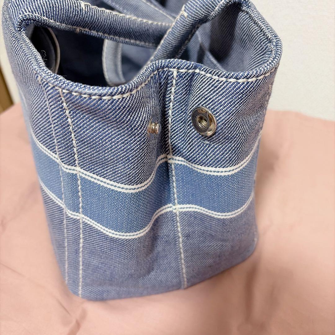 値下げ不可 miumiu ジャガードロゴデニム トートバッグ ブルー