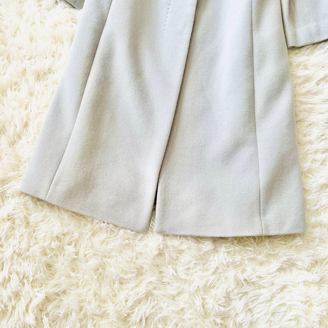 【美品✨】ロングコート　アンゴラ混　シルク混　ベルト　ファー　2way　Aライン