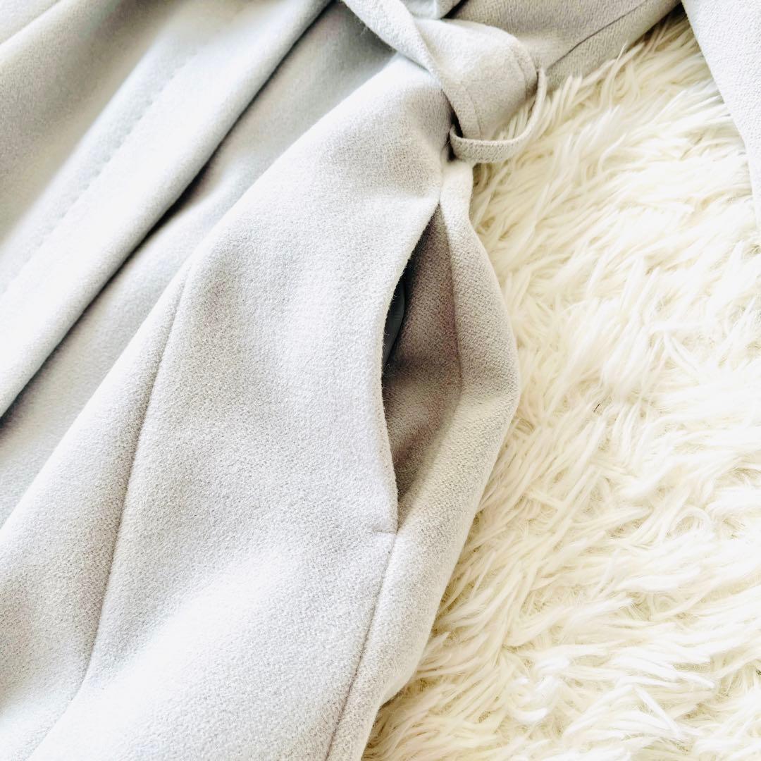 【美品✨】ロングコート　アンゴラ混　シルク混　ベルト　ファー　2way　Aライン