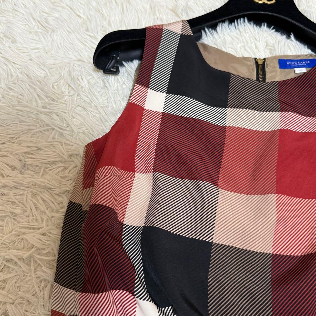 美品✨ブルーレーベル クレストブリッジ チェック柄 オールインワン レッド 38