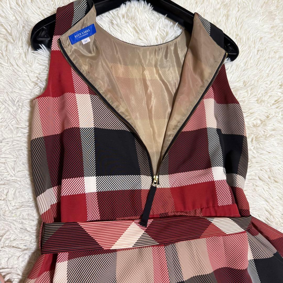 美品✨ブルーレーベル クレストブリッジ チェック柄 オールインワン レッド 38