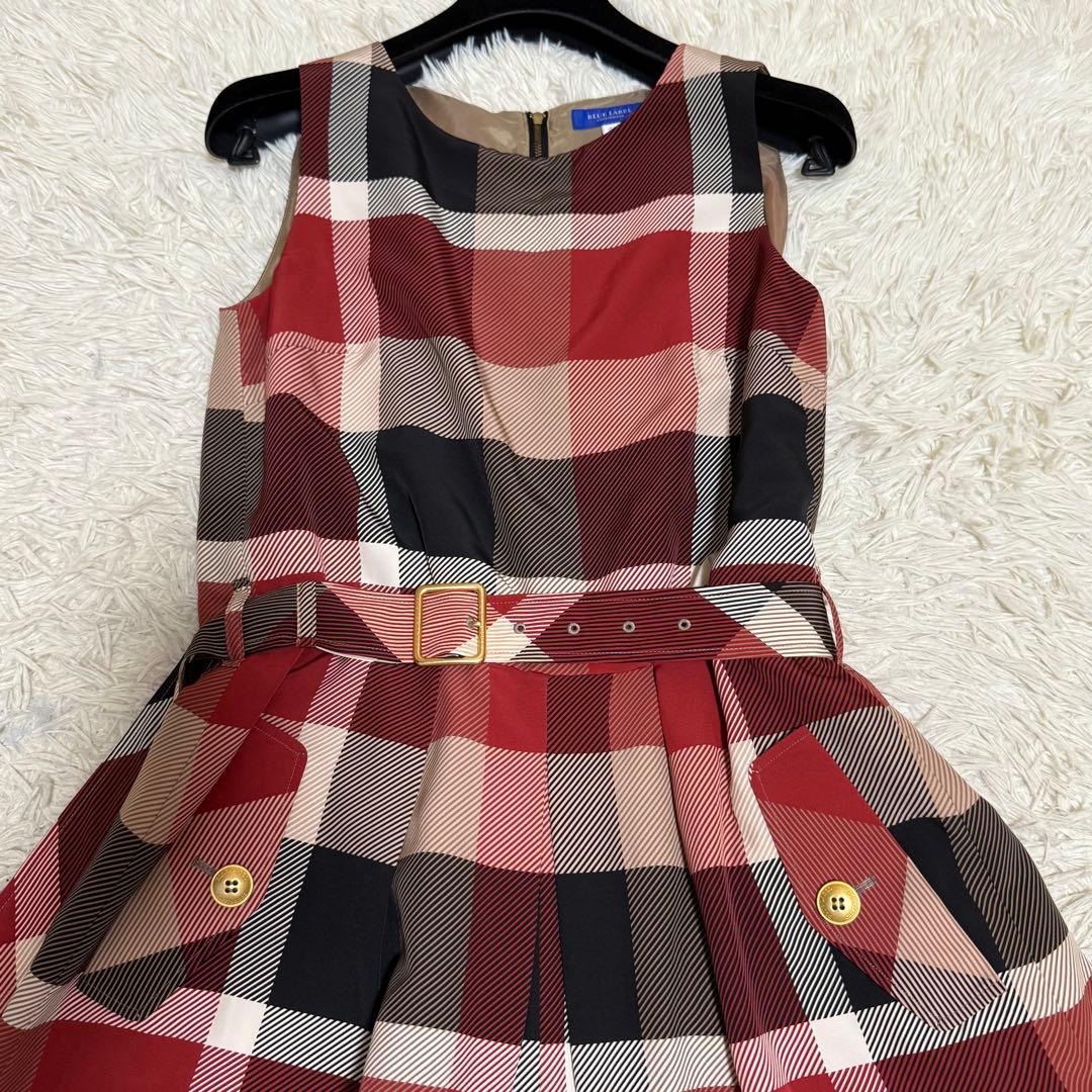 美品✨ブルーレーベル クレストブリッジ チェック柄 オールインワン レッド 38
