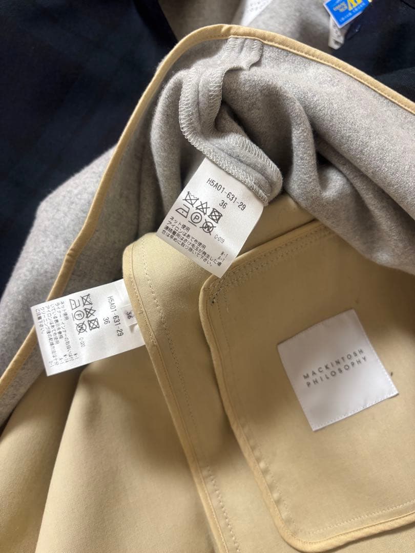 マッキントッシュフィロソフィー　チェック　ステンカラーコート　36