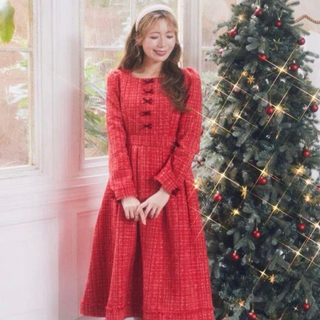 areeam リボンラメツイードワンピース あいにゃん アリーム