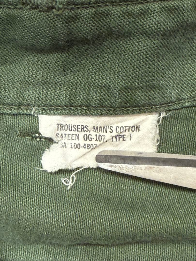 60s US ARMY ベイカーパンツ W32 ボタンフライ OG107