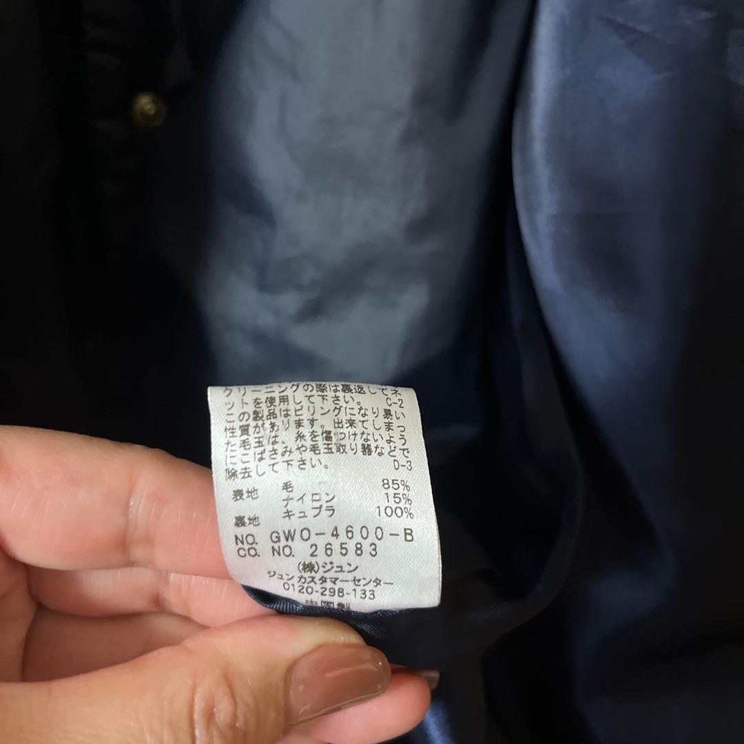 ネイビー ウールロングコート サイズ38 ロペ　ROPE ライナー付き