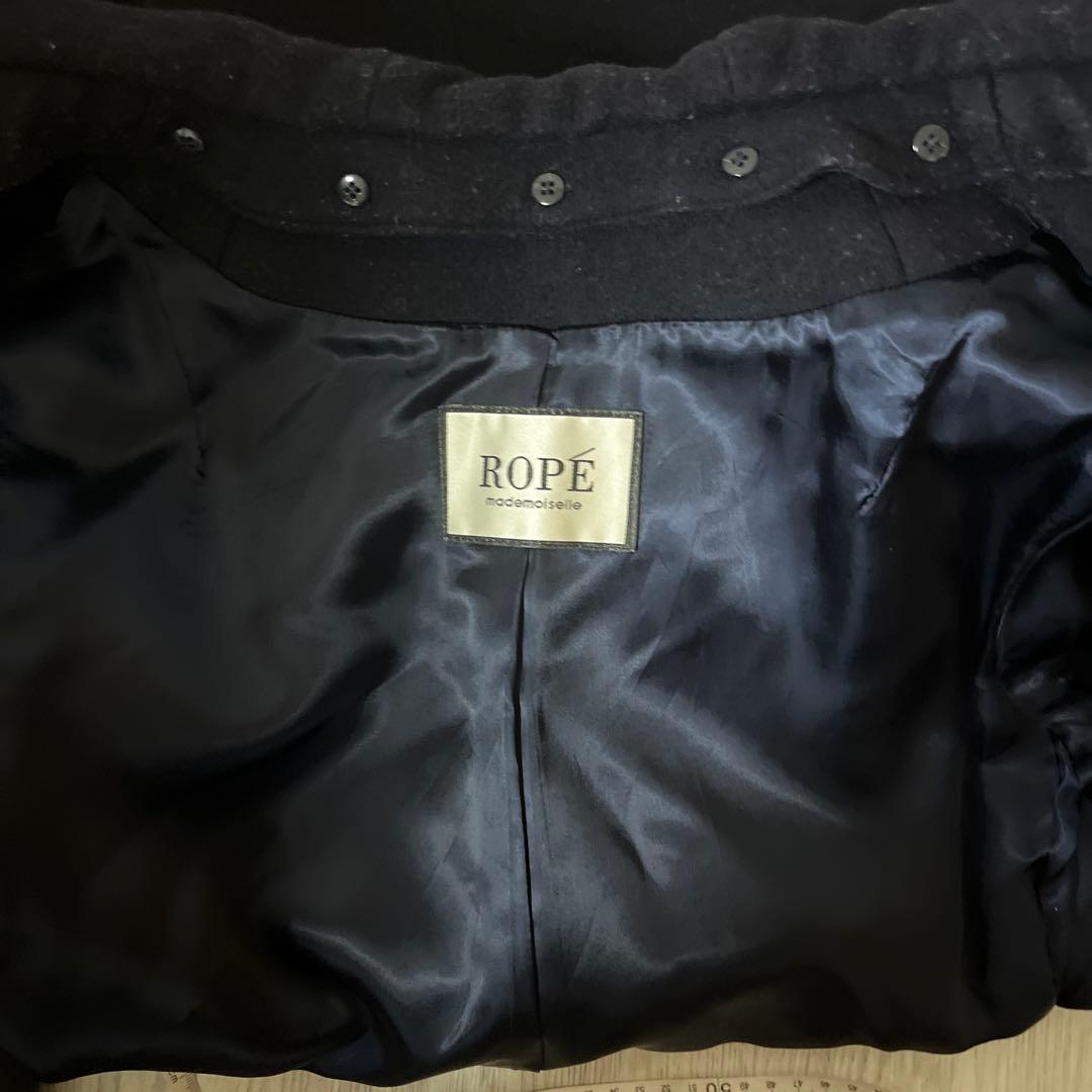 ネイビー ウールロングコート サイズ38 ロペ　ROPE ライナー付き