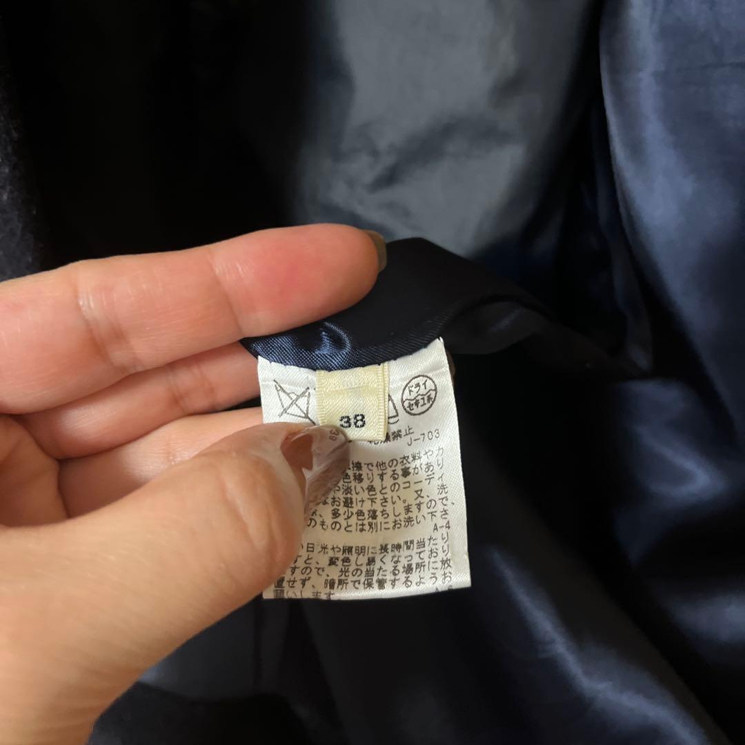 ネイビー ウールロングコート サイズ38 ロペ　ROPE ライナー付き