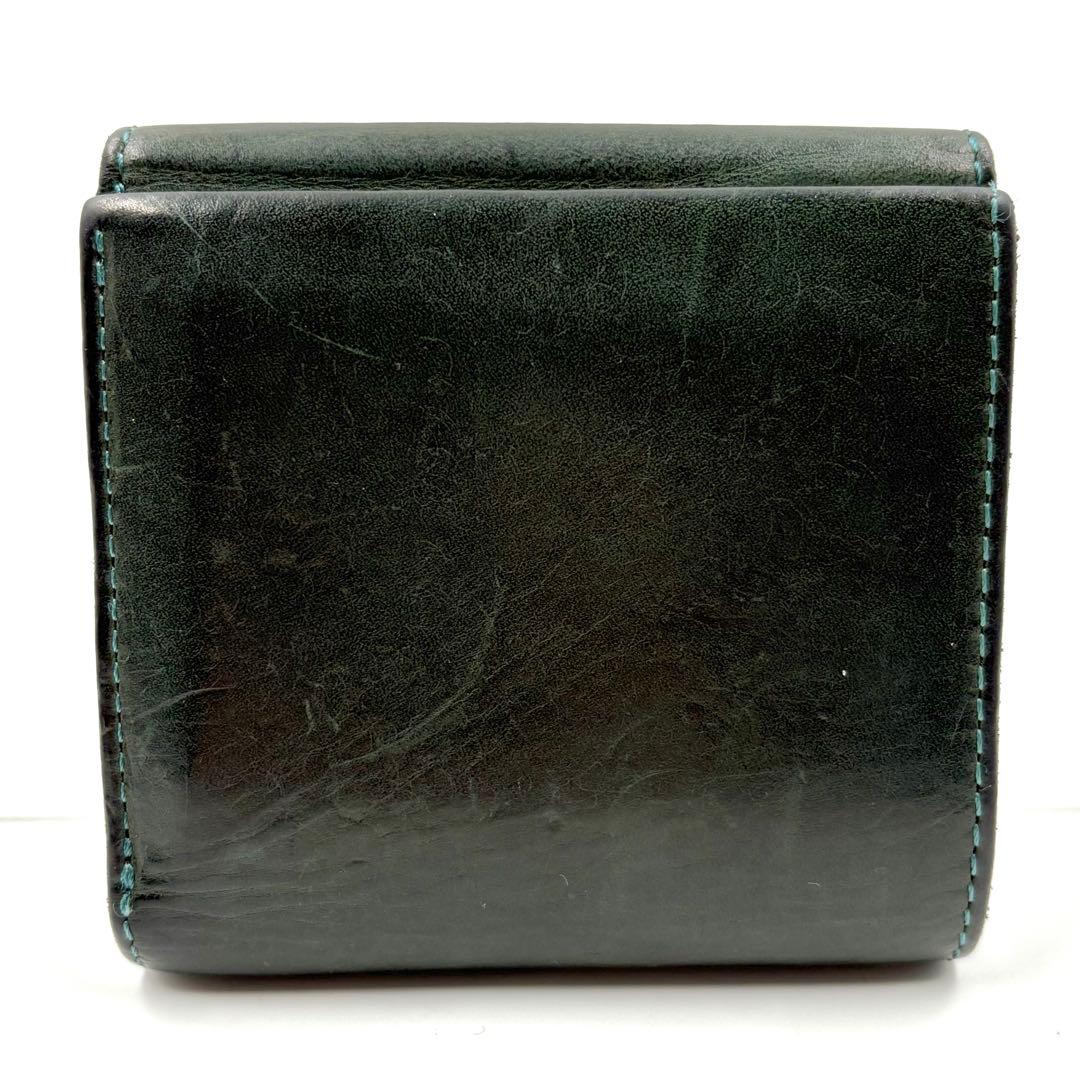 ビアベリー ハッチバック グリーン 折り財布 レザー レター型 コンパクト ミニ
