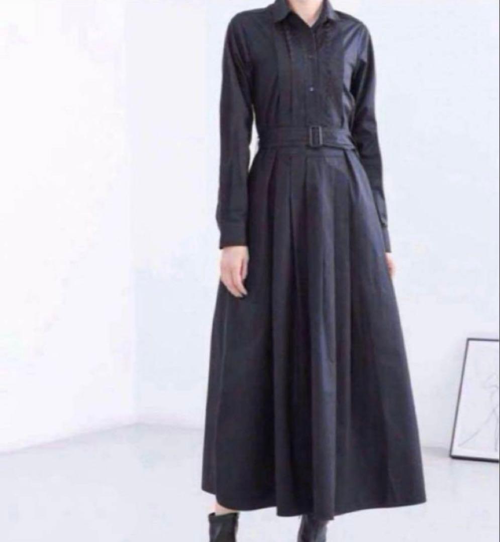 ビ*︎様 美品 Max Mara近年モデル マキシ シャツワンピース ブラック