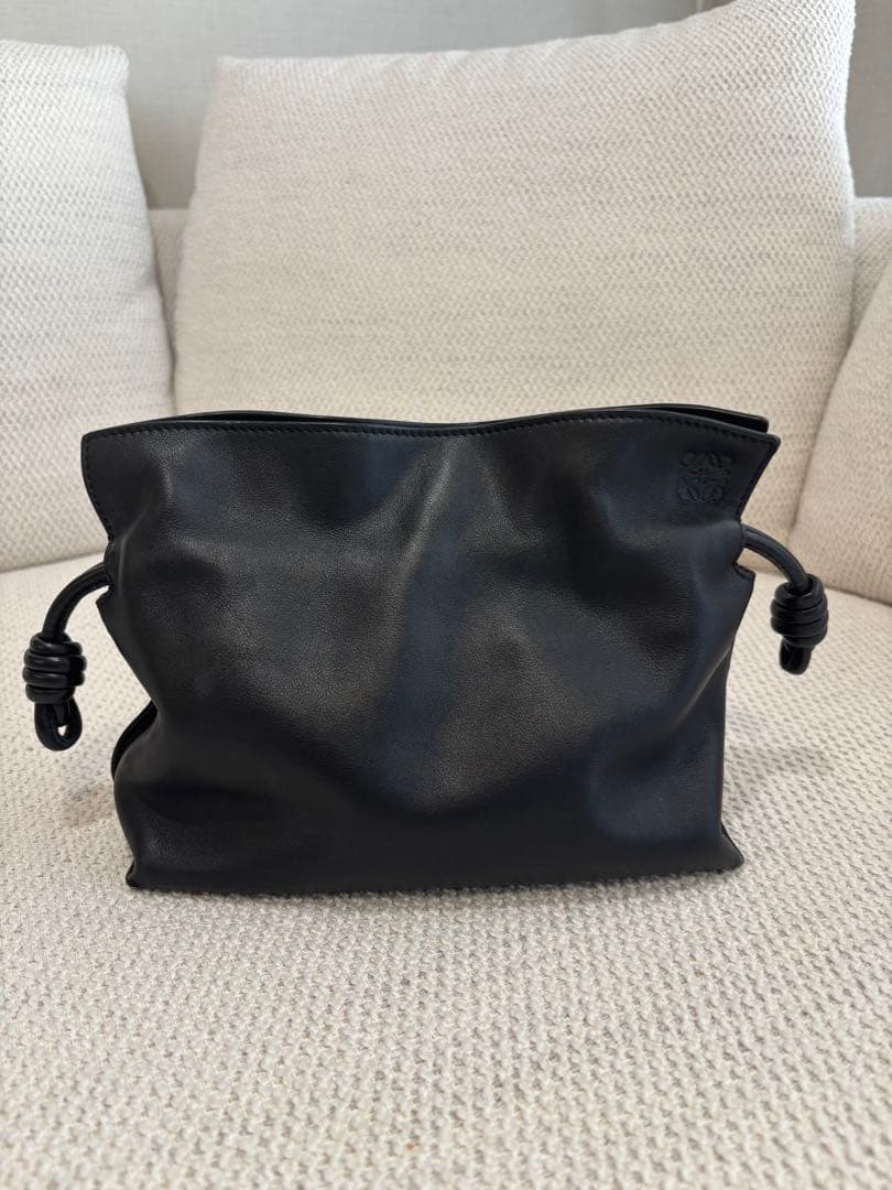 LOEWE フラメンコミニ　クラッチバッグ　ブラック　ナパカーフレザー
