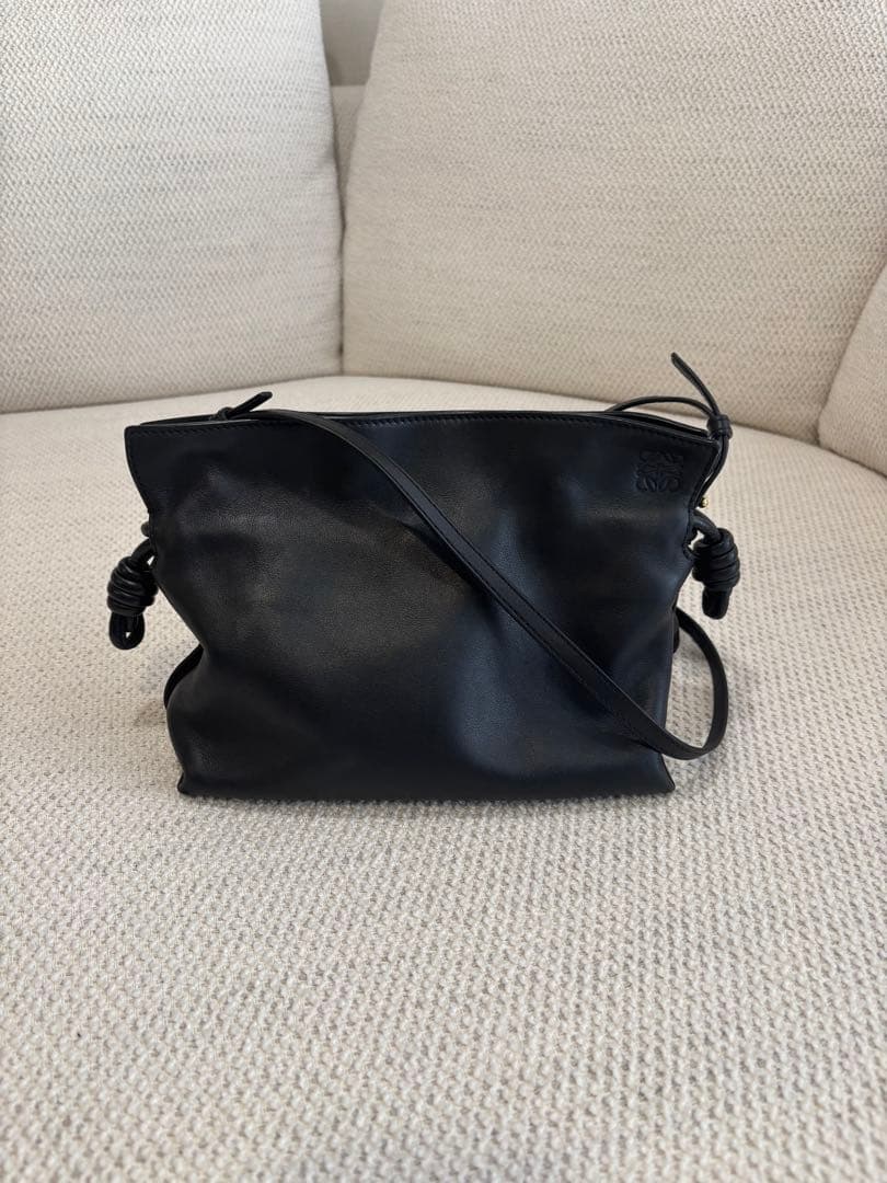 LOEWE フラメンコミニ　クラッチバッグ　ブラック　ナパカーフレザー