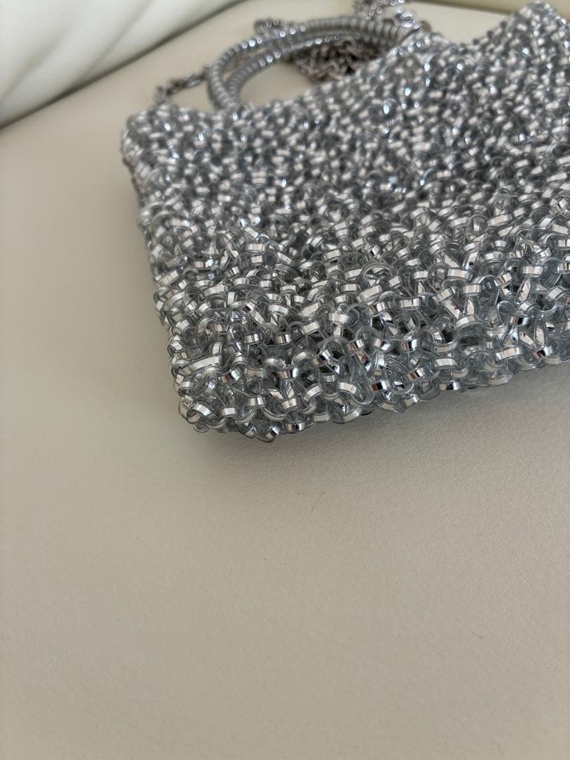 【極美品】ANTEPRIMA シルバー ビーズショルダーバッグ