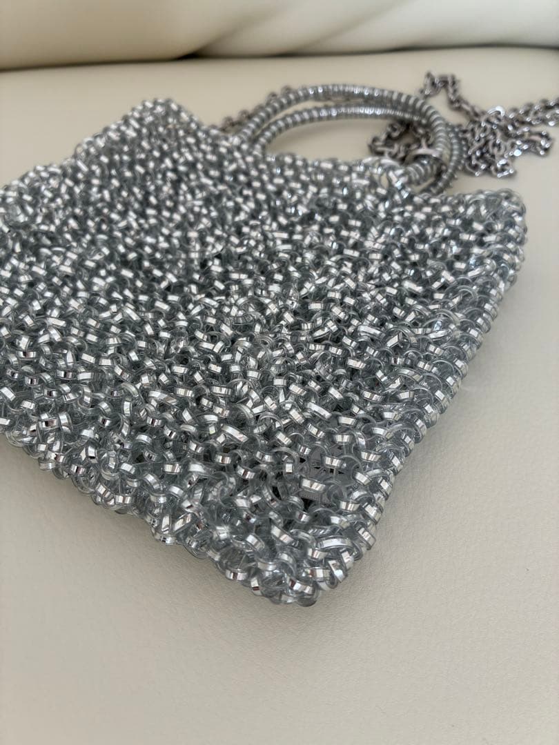 【極美品】ANTEPRIMA シルバー ビーズショルダーバッグ