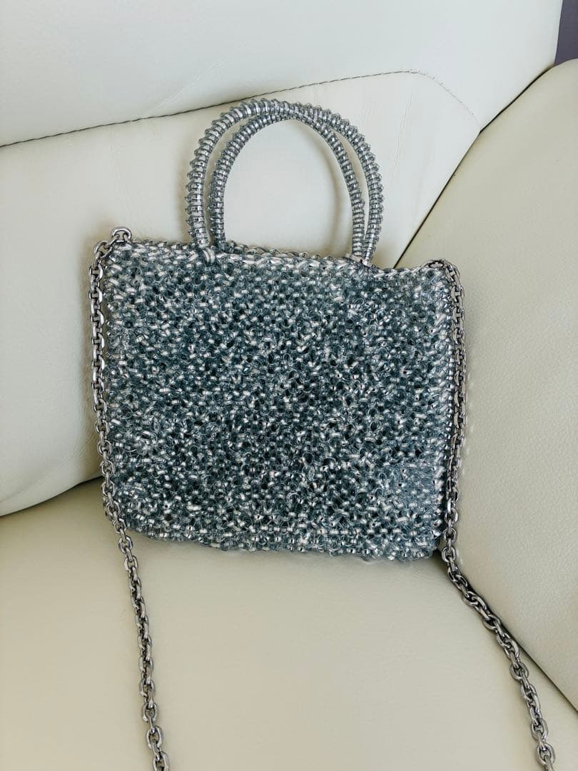 【極美品】ANTEPRIMA シルバー ビーズショルダーバッグ