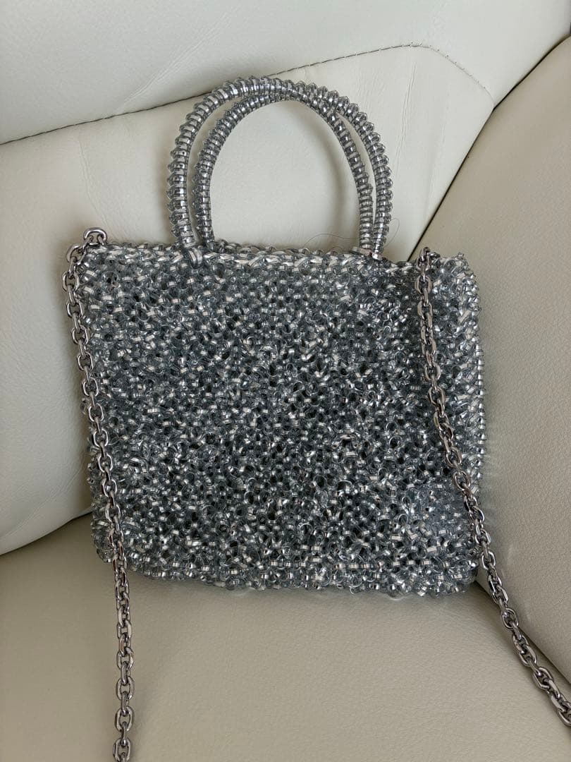 【極美品】ANTEPRIMA シルバー ビーズショルダーバッグ