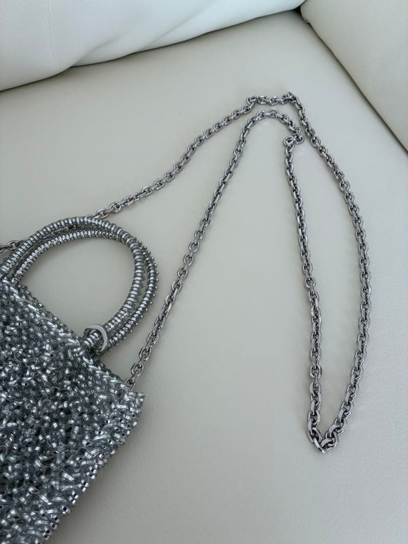 【極美品】ANTEPRIMA シルバー ビーズショルダーバッグ