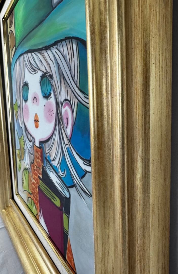 水森亜土/少女画/F10号/絵画/額縁/油彩画/肉筆/手書き